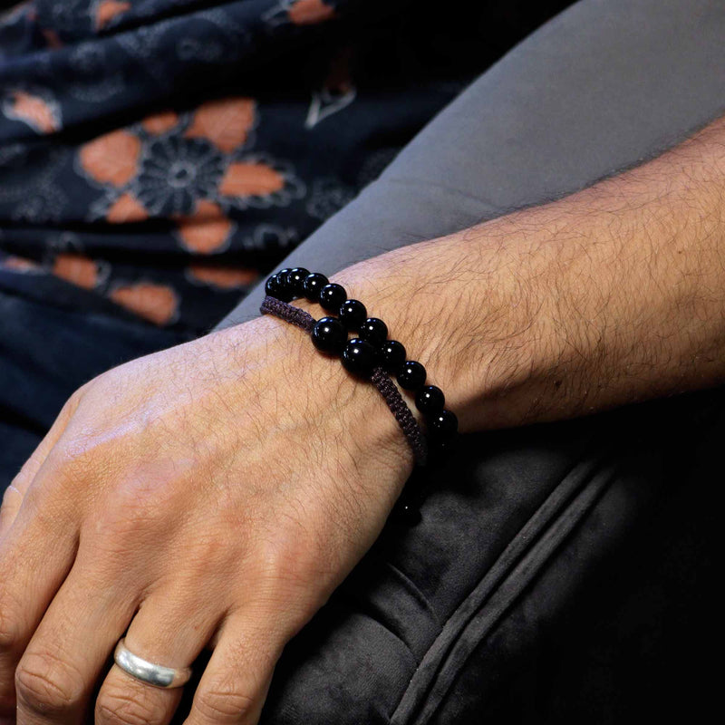 Gemstone Double Power Bracelets- Black Agate product image