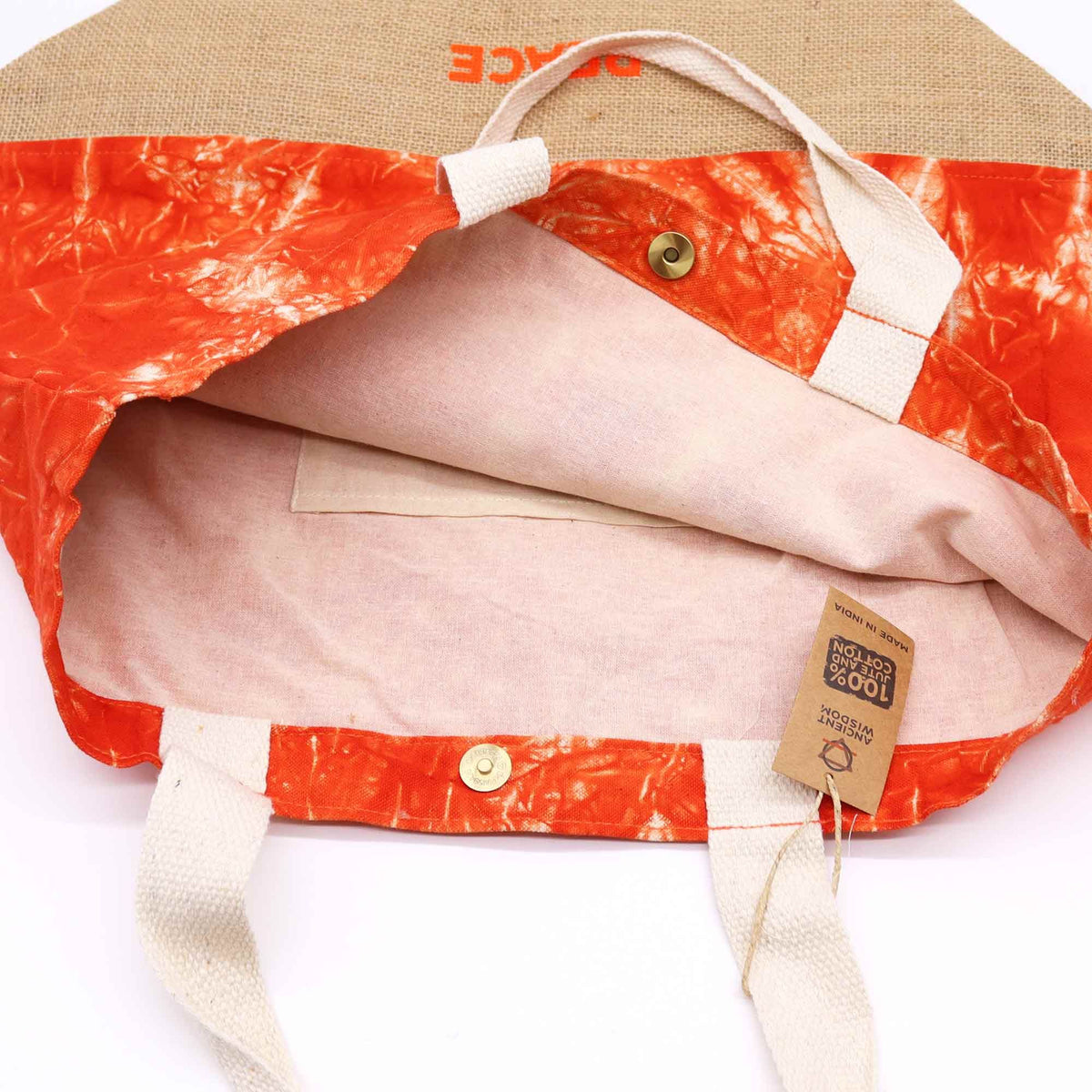 All Natural Bag - Orange Stonewash - Namaste Hand - Peace product image 3