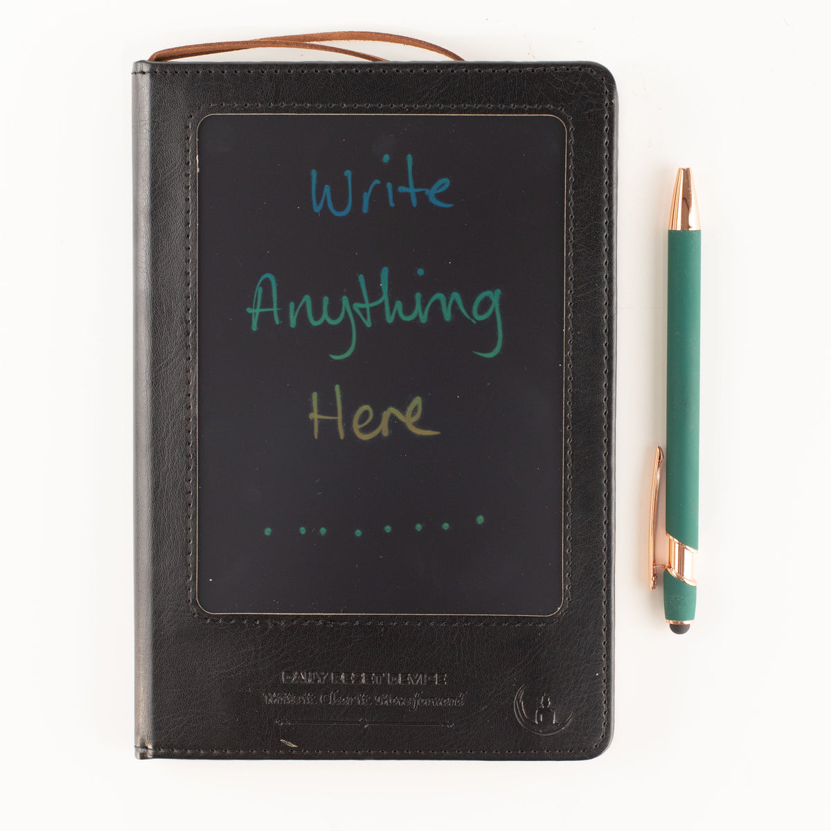 A5 Intention Note Book - LCD Wipe Screen - Black Leather Effect - 80 Leafs - product image 7