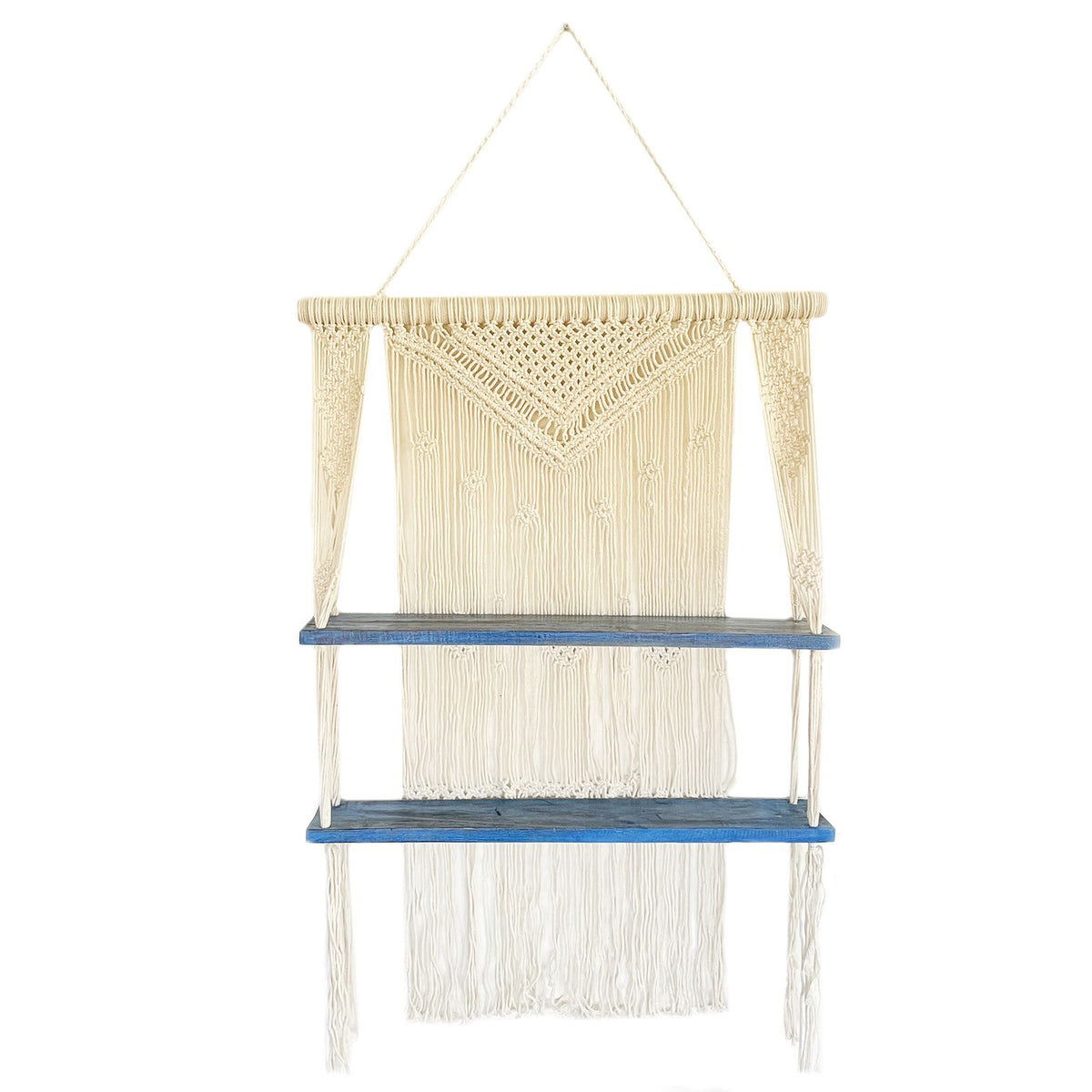 Natural Macrame Hanging Shelves - Blue product image 4