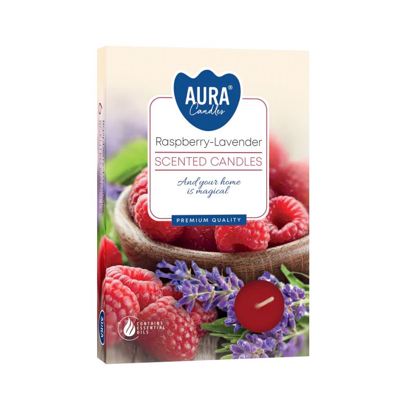 Set of 6 Scented Tealights - Raspberry & White Lavender product image