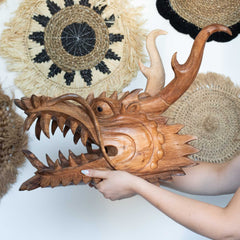 Live Size Dragon Head Carving - 30cm product image 4