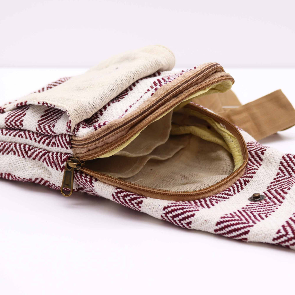 Body Cross Bag Natural Cotton - Burgundy & White product image 2