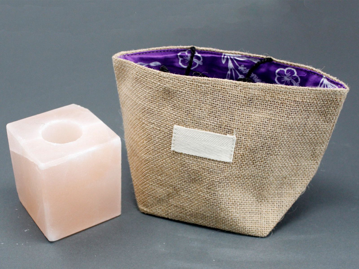 Natural Jute Cotton Gift Bag - Lavender Lining - Large - product image 4