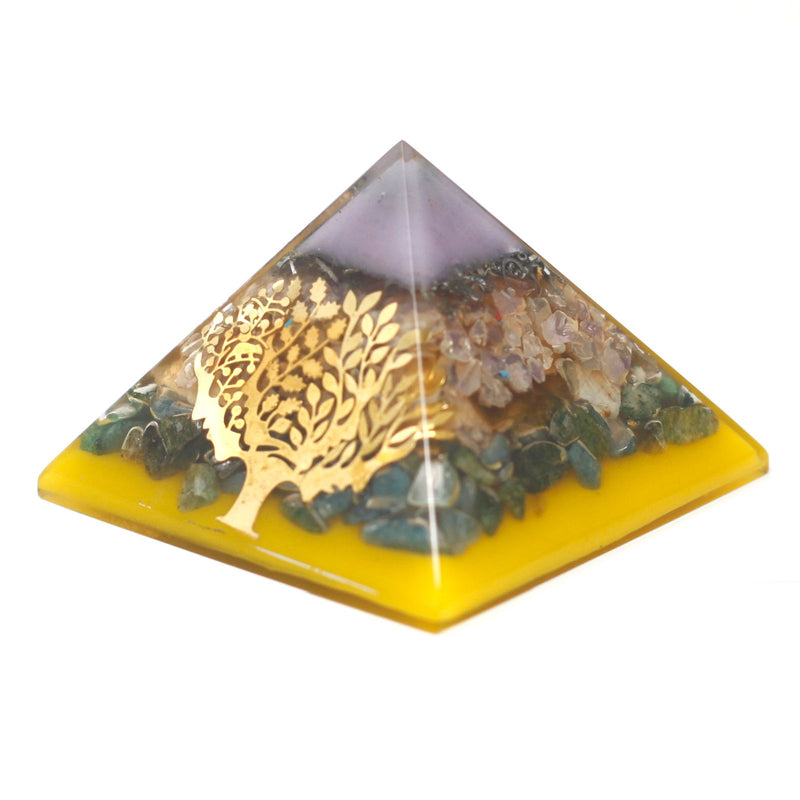 Lrg Organite Pyramid 70mm - Tree（gold base) product image