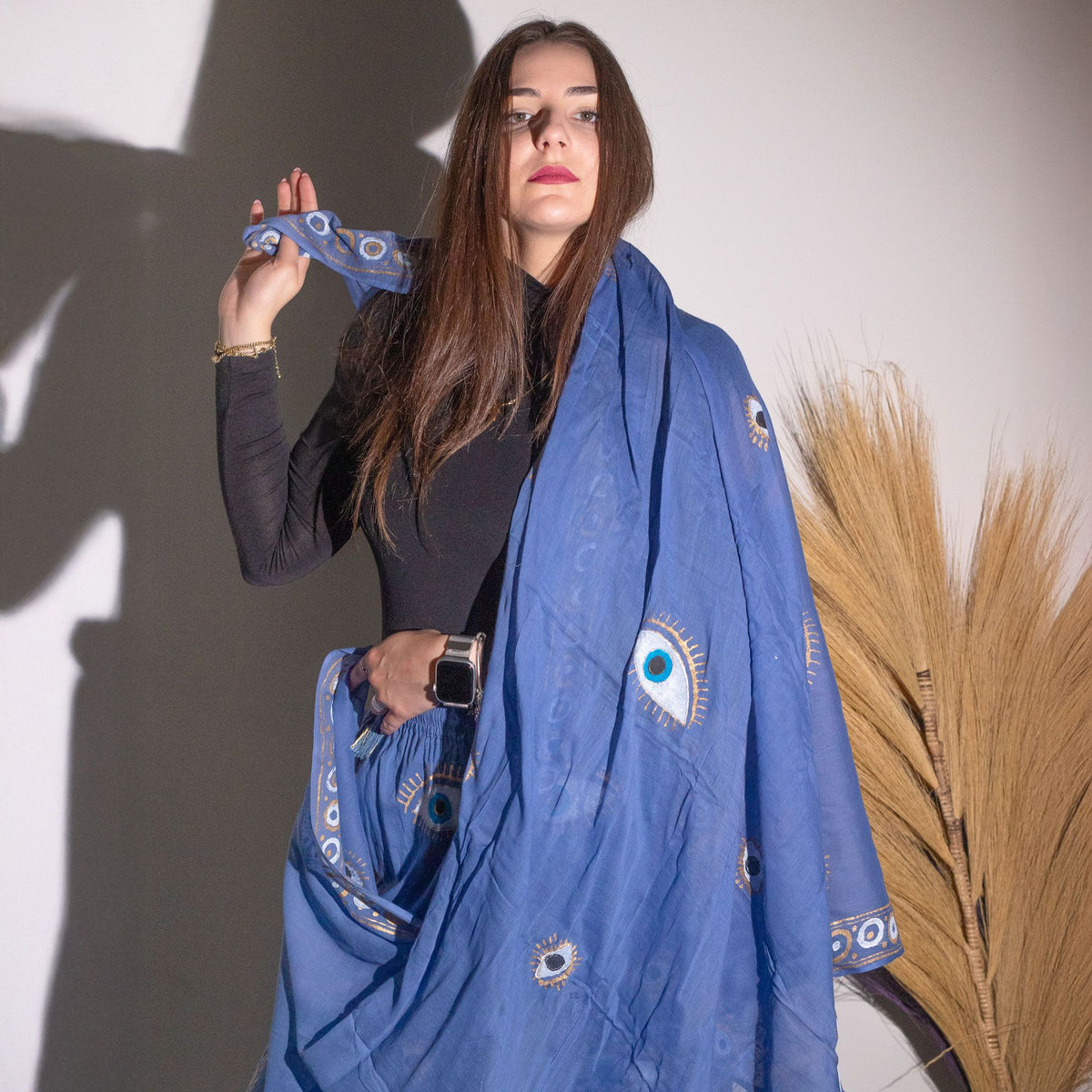 Nomad Sari Pareo – Sea Blue & Gold Fish Print product image 2