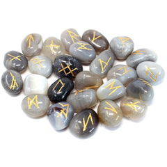 Runes Stone Set in Pouch - Grey Agate product image 2