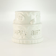 Ceramic Cake Oil Burner - HAPPY BIRTHDAY - White product image 5
