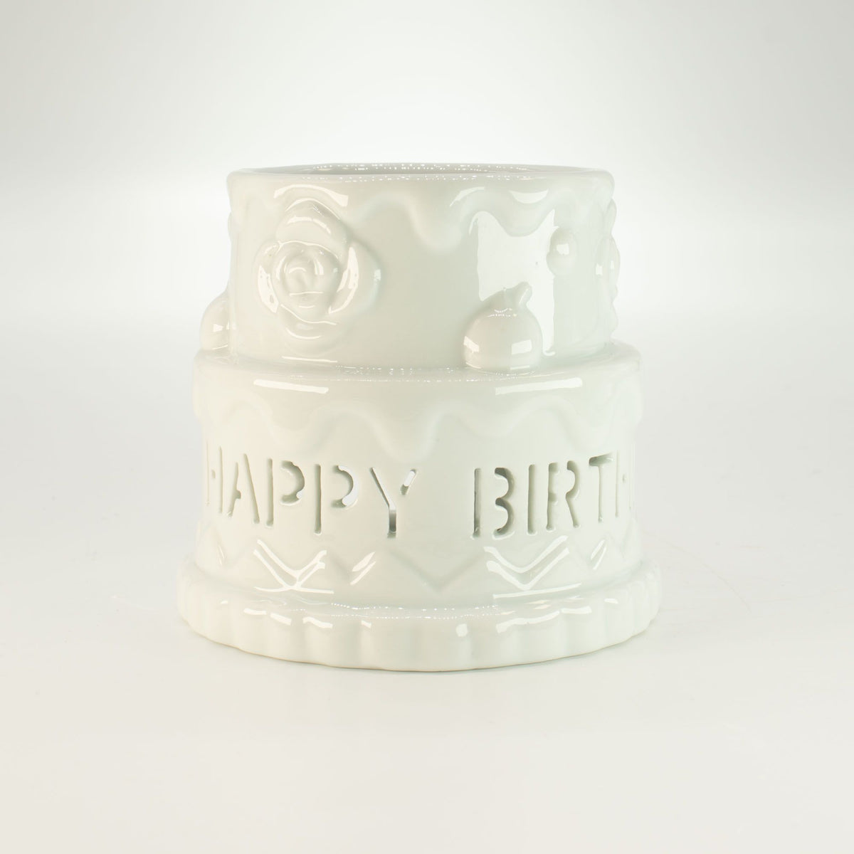 Ceramic Cake Oil Burner - HAPPY BIRTHDAY - White product image 5