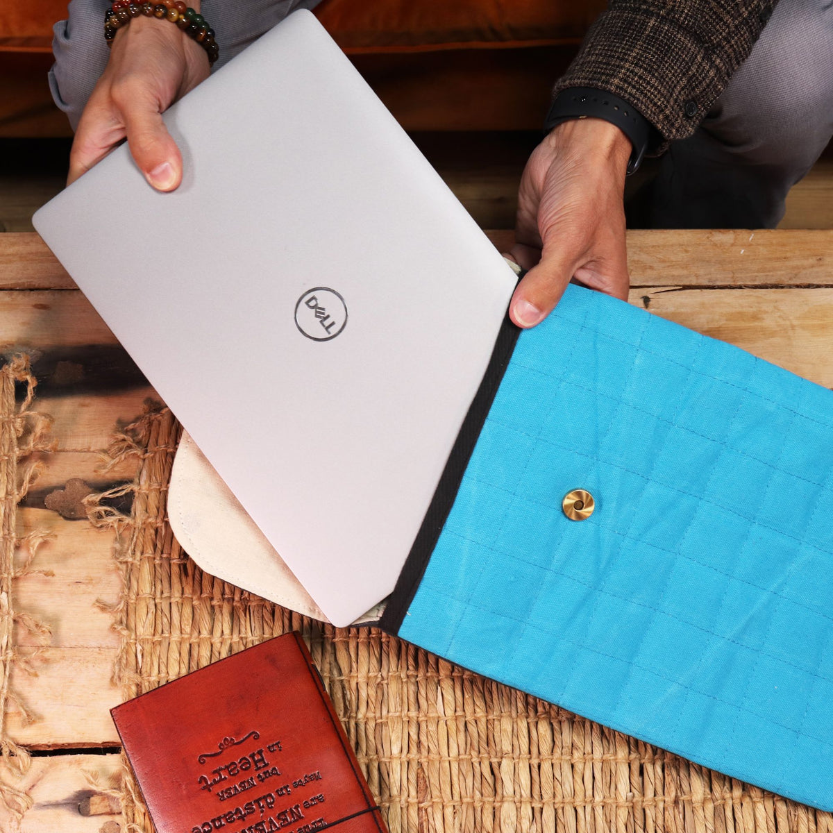 Laptop Padded Pouch - Terrific Turquoise - 14oz Stonewash - product image 3