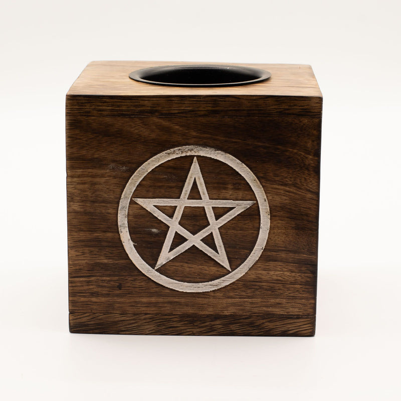 Large Square Mango Wood Oil Burner- Pentagon product image