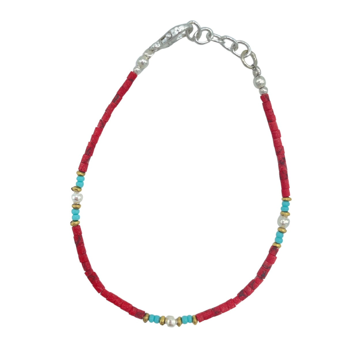 Nepalese Extra Fine Gem Bracelet - Coral Tribal Bead product image 6
