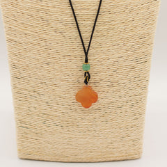Cord Necklace Gemstone Pendant - Red Jade Clover product image 4