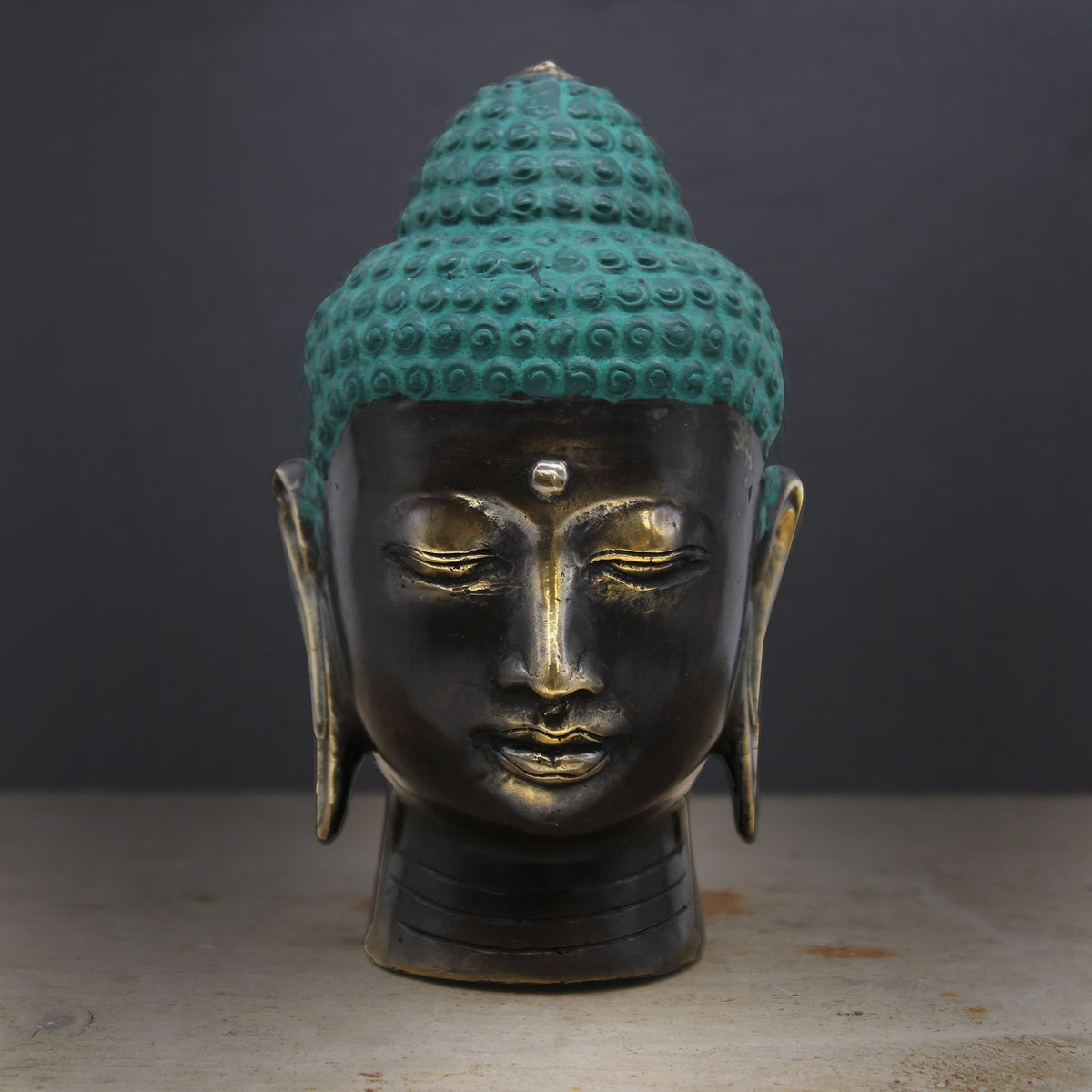Large Antique Brass Buddha Head product image 2