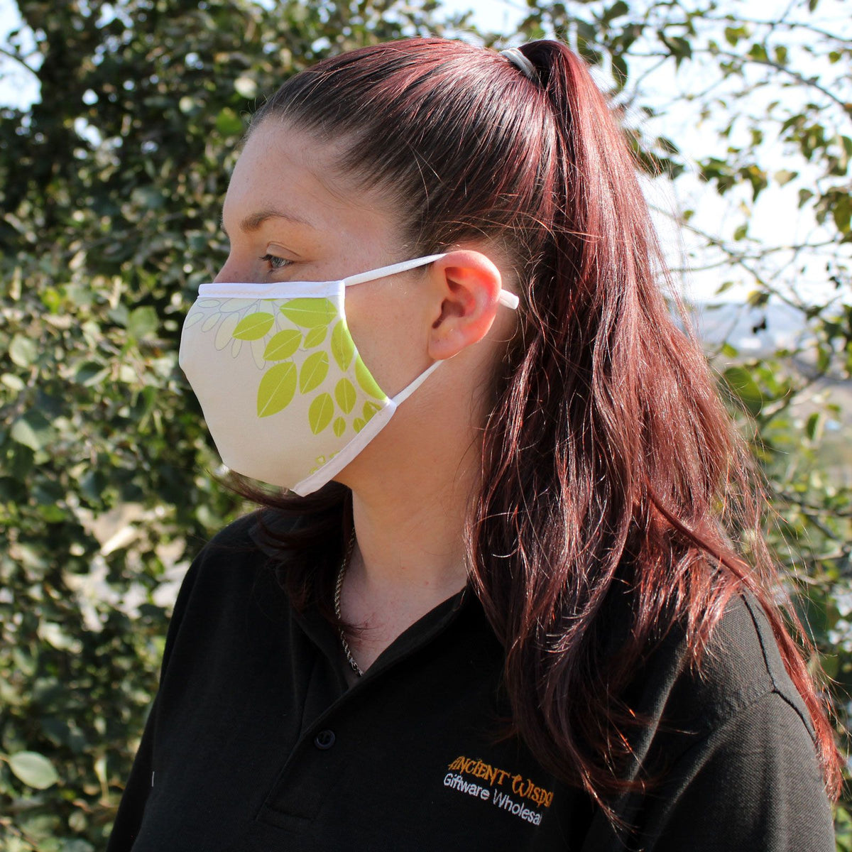 Reusable Fashion Face Covering - Green Leaves (Adult) - product image 3