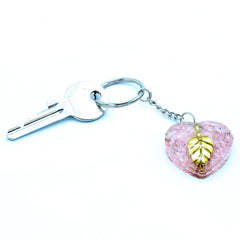 Orgonite Power Keyring - Rose Quartz Heearts Golden Leaf product image 4