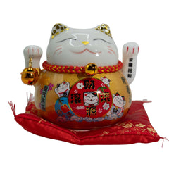 Ceramic Money Cat Moving Hand - Gold on Cushion product image 2