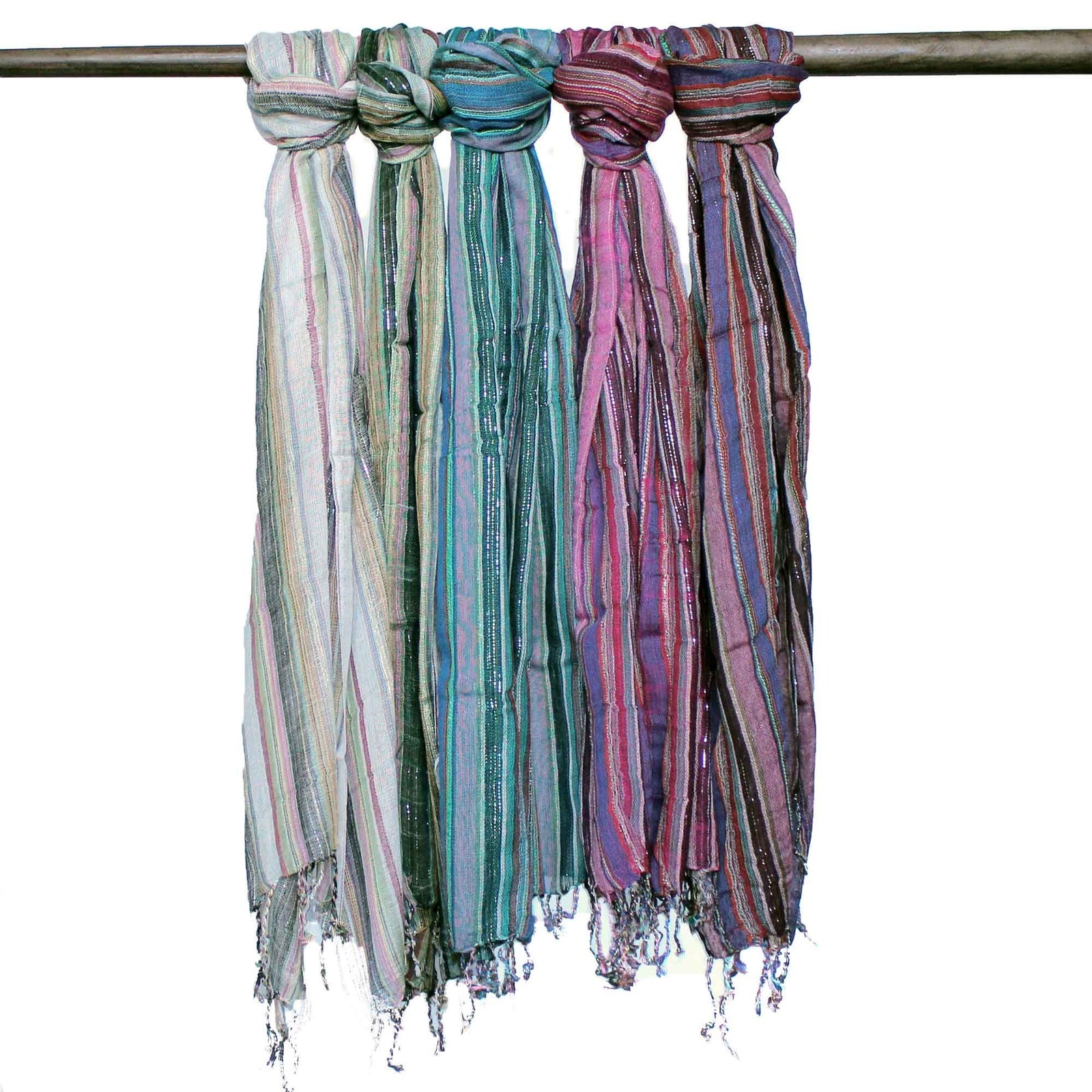 Indian Boho Scarves - 22x72cm - Random Colours With Gold Thread product image