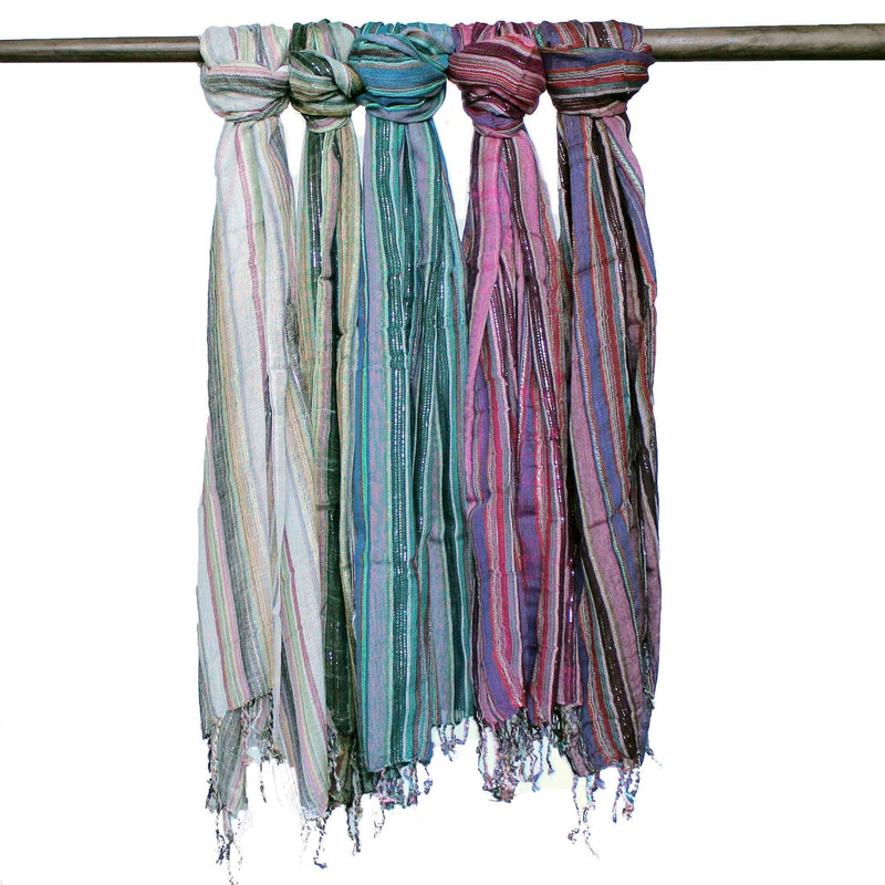 Indian Boho Scarves - 22x72cm - Random Colours With Gold Thread product image