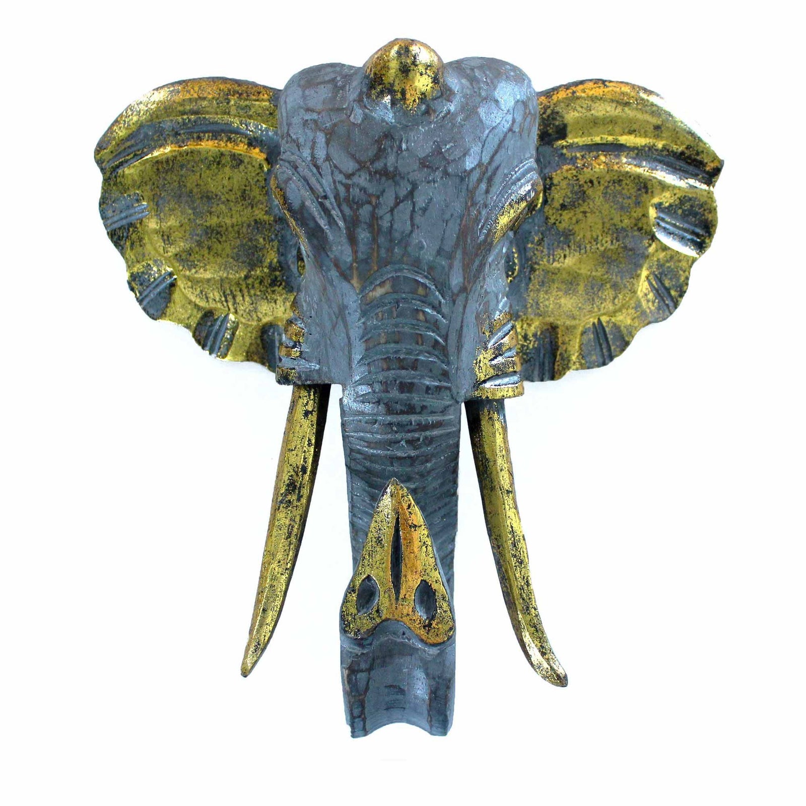 Large Elephant Head - Gold & Grey product image
