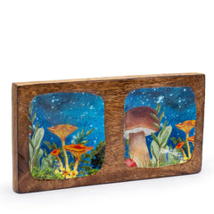 Double Trinket Tray 20x10x2.5cm - Mushroom Design Teal product image 4