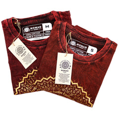 Nomad Sari Stonewashed Cotton T-Shirt - Mandala - Maroon - Medium product image 4