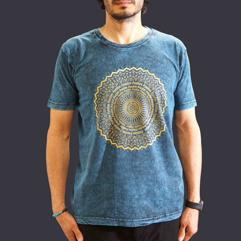 Nomad Sari Stonewashed Cotton T-Shirt - Mandala - Blue - Medium product image