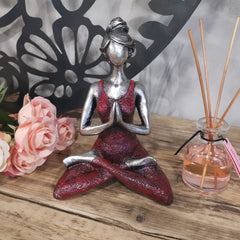 Yoga Lady Figure - Silver & Bordeaux 24cm product image 3