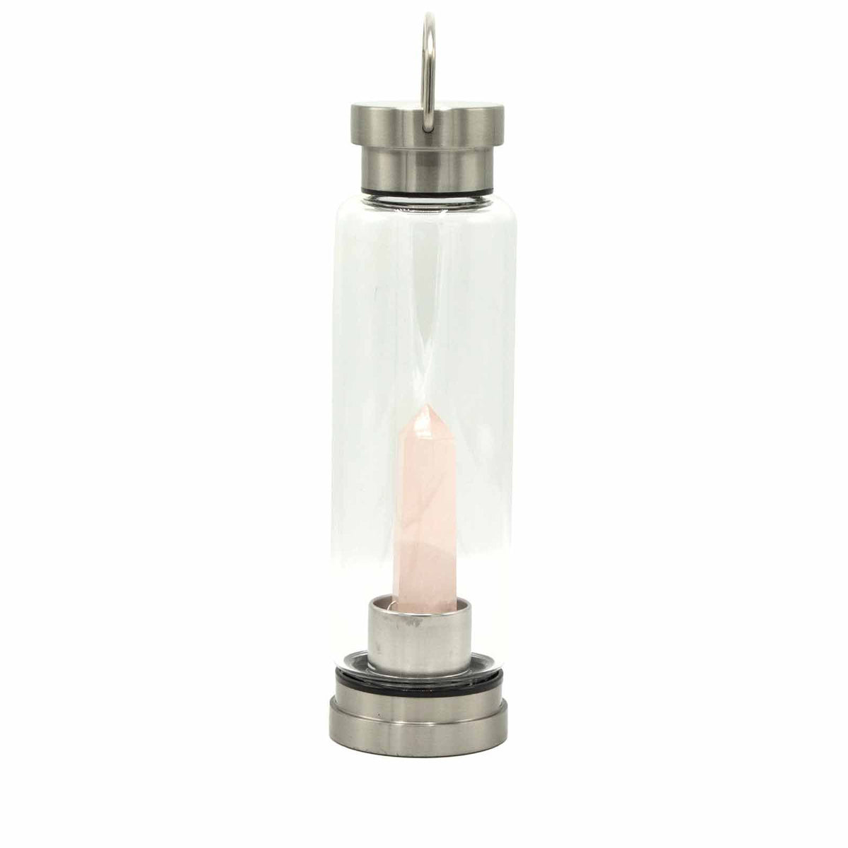 Crystal Infused Glass Water Bottle - Rejuvenating Rose Quartz - Obelisk - product image 4