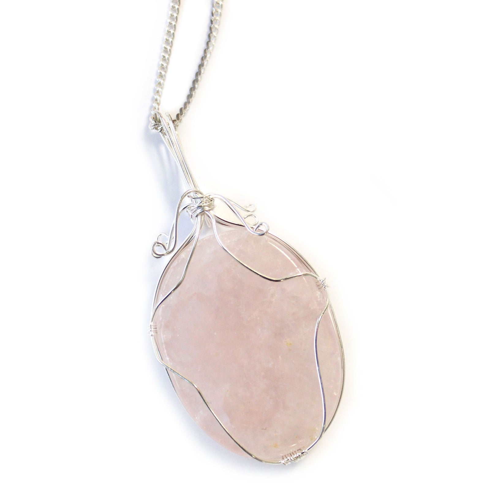 Swirl Wrapped Gemstone Necklace - Rose Quartz product image