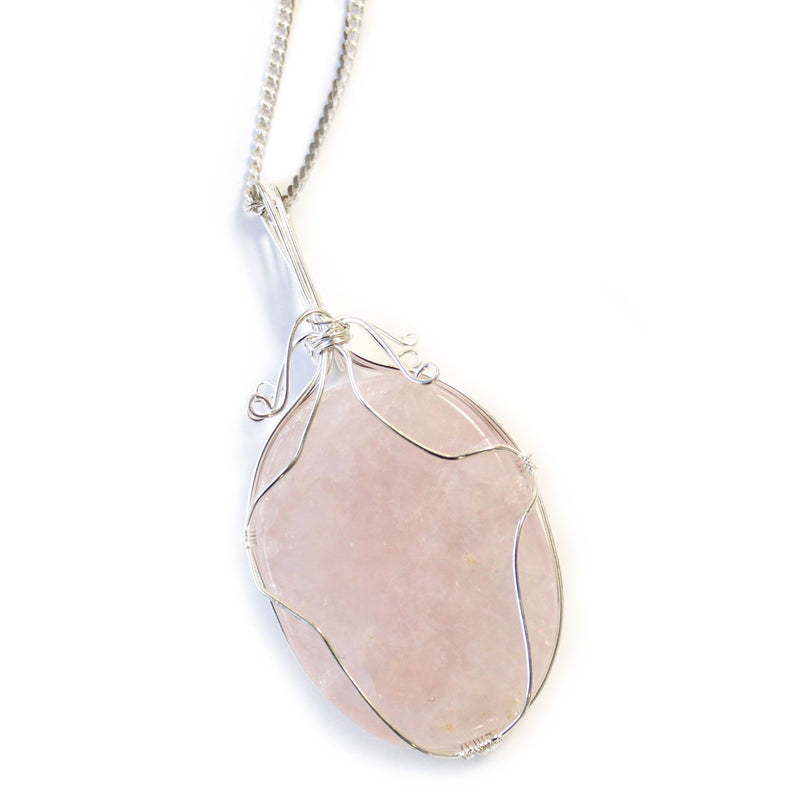 Swirl Wrapped Gemstone Necklace - Rose Quartz product image