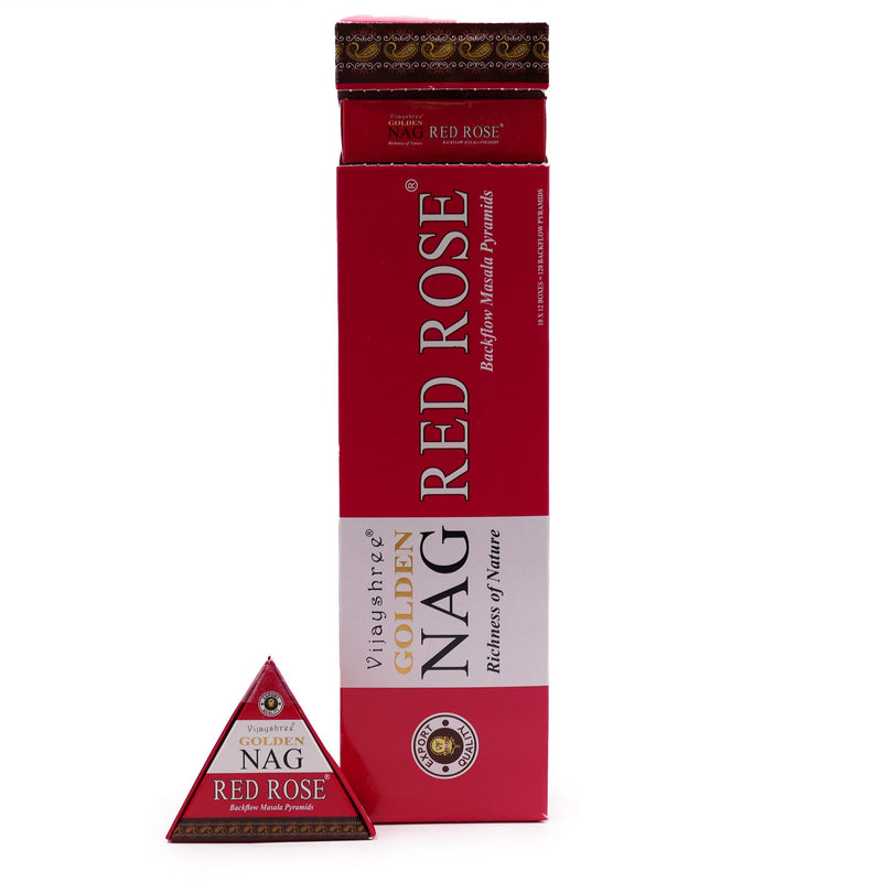 42g Jumbo Golden Nag - Red Rose Backflow Incense Cones product image