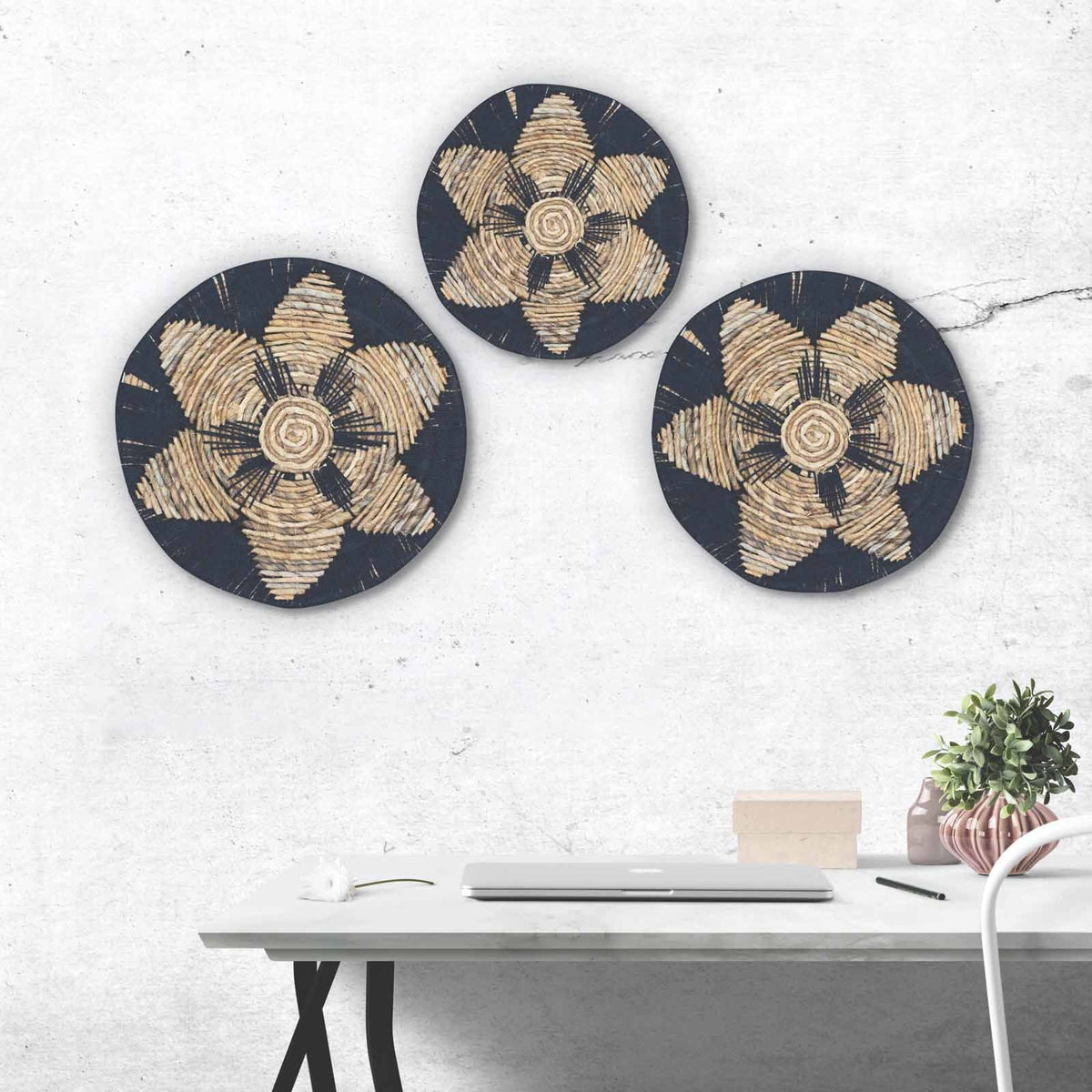 Set of Three Seagrass Bowls Wall Art - Black product image 4