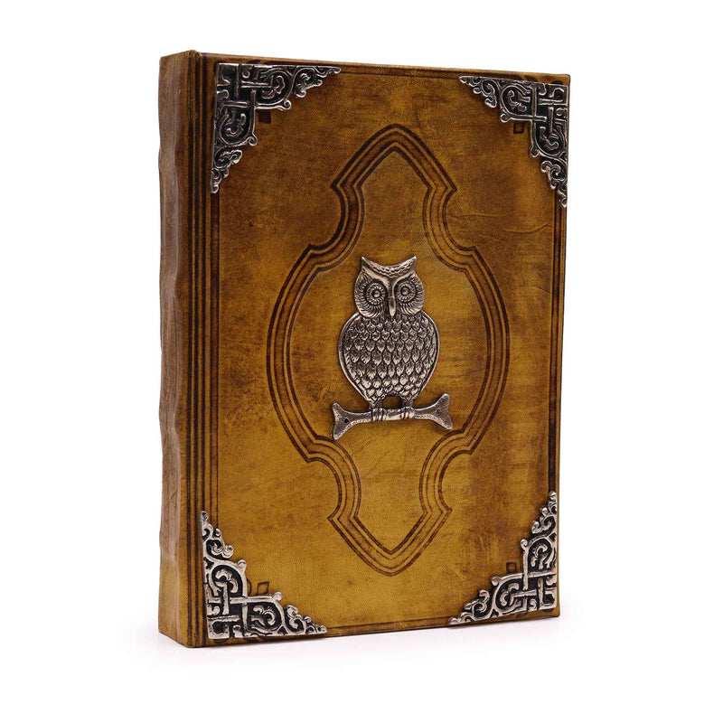 Heafty Coffee Tan Book - Zinc Owl Decor - 200 Deckle Edges Pages - 26x18cm product image