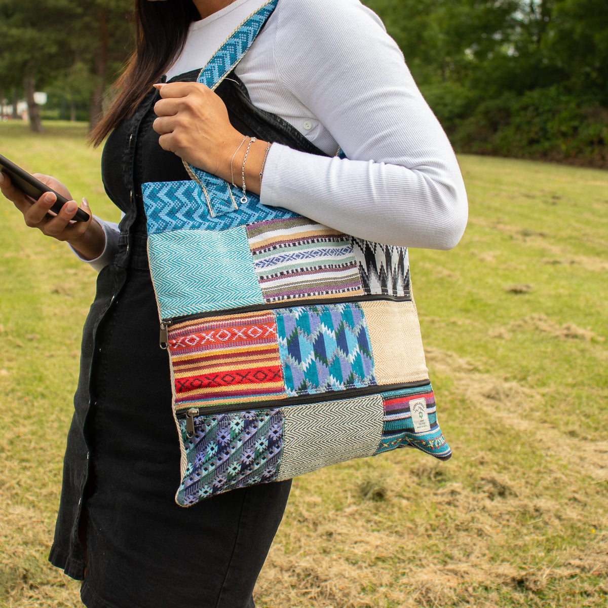 Patchwork Kathmandu Tote Bag - Dhaka Design (37x38cm) - product image 3
