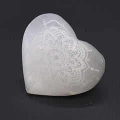 Selenite Heart - 7-8cm - Mandala Engraved product image 3