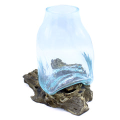 Large Molten Glass Vase - Terrarium Jar on Wood product image 2