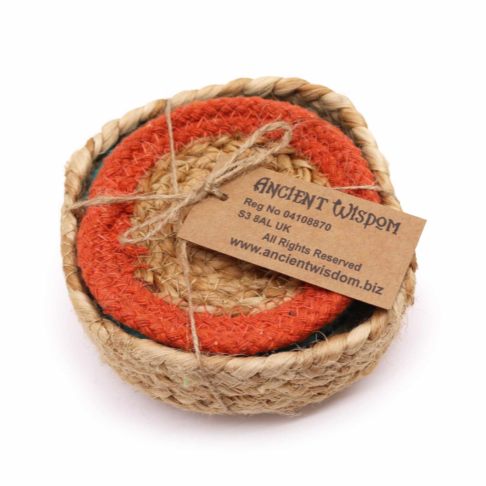 Natural Coaster - Jute & Cotton 10cm (set of 6) Mixed colours in basket product image