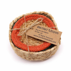 Natural Coaster - Jute & Cotton 10cm (set of 6) Mixed colours in basket product image