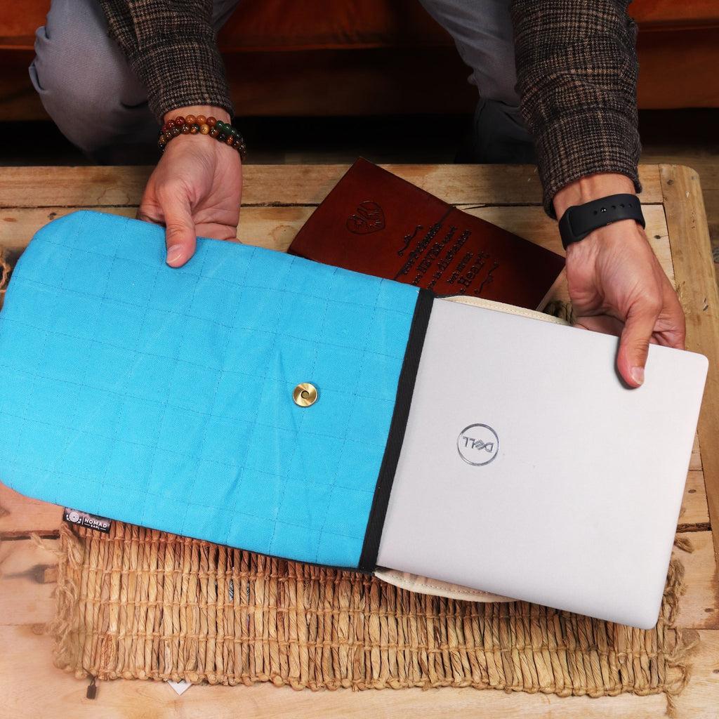 Laptop Padded Pouch - Terrific Turquoise - 14oz Stonewash - product image 4
