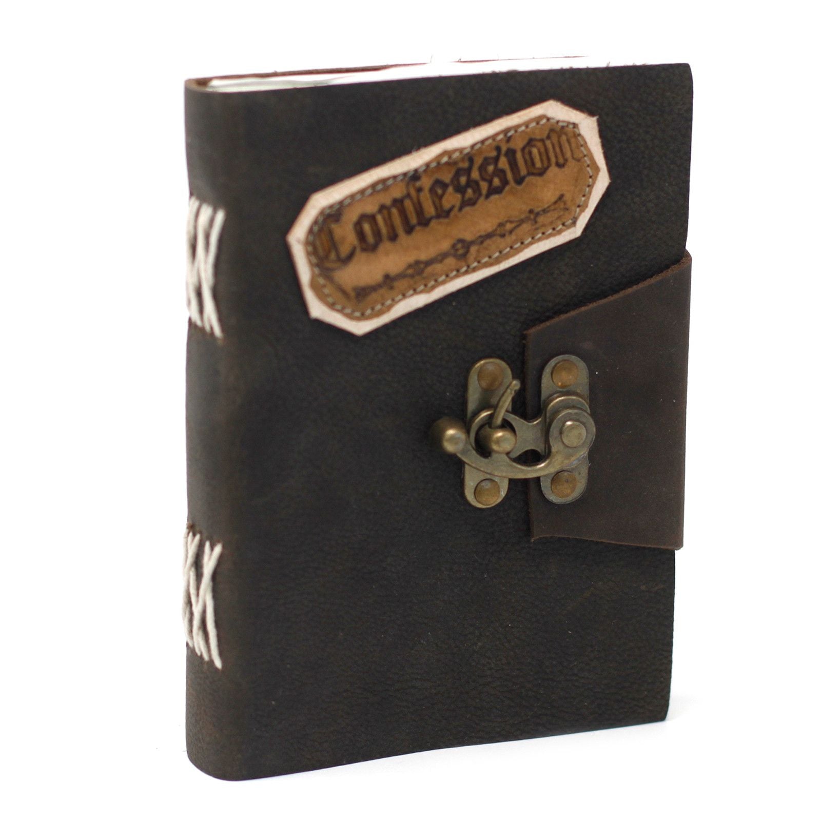 Leather Black Confessions with Lock Notebook (7x5") product image