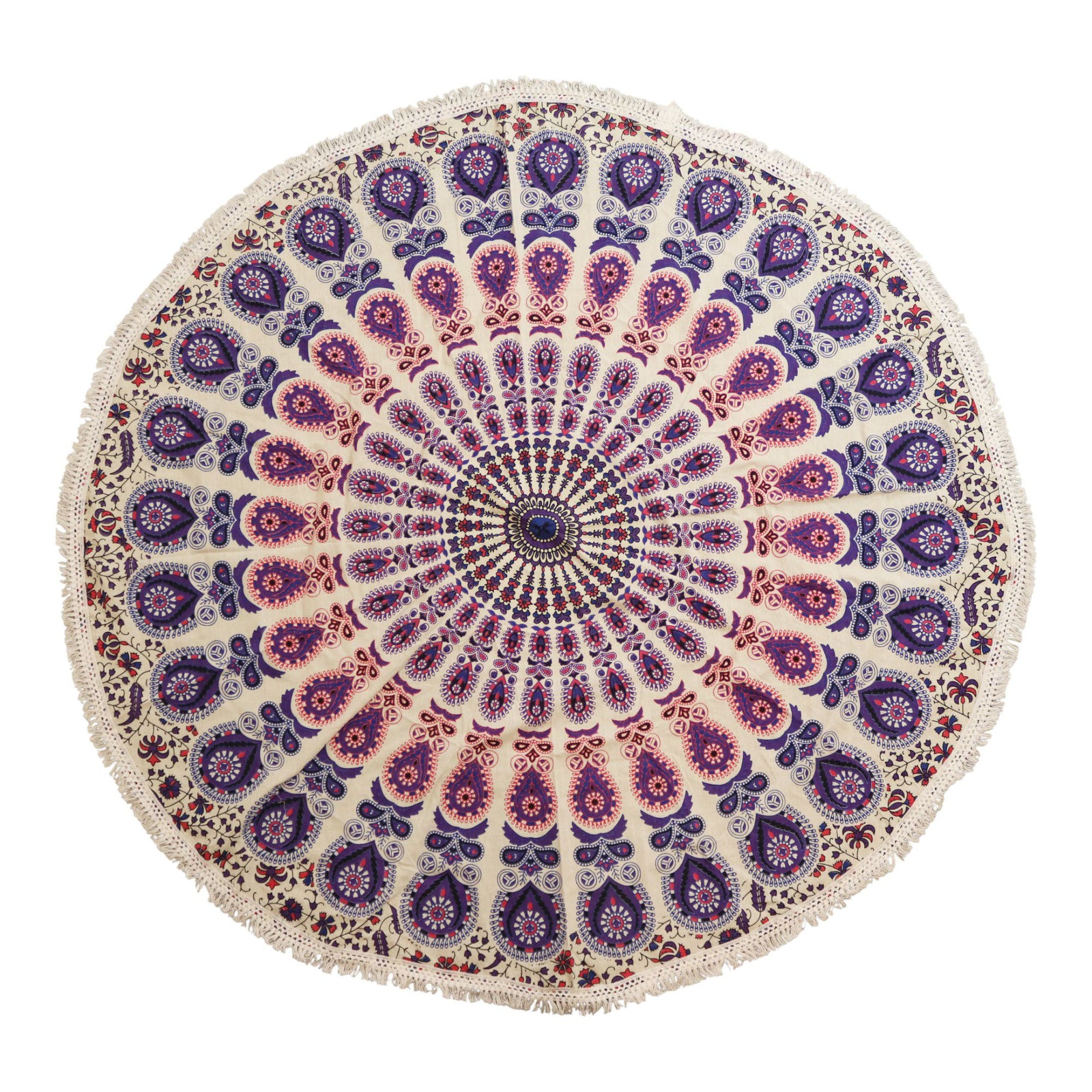 Small Mandala Roundie Cotton Art (130cm) - Peacock Purples product image
