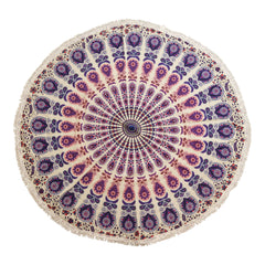 Small Mandala Roundie Cotton Art (130cm) - Peacock Purples product image
