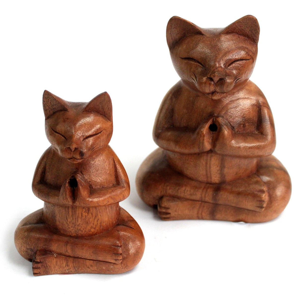 Wooden Carved Incense Burners - Lrg Yoga Cat product image 2
