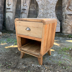 Bedside Table - Round One Draw - Recycled Wood product image 2