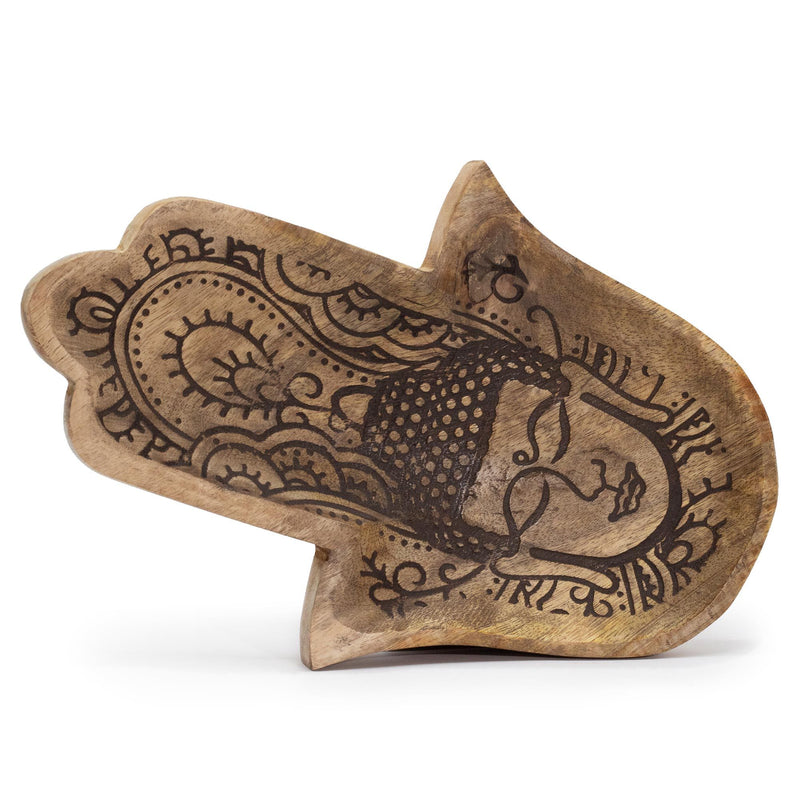 Long Tray 30x20.5x2.5cm - Hamsa Shape with Buddha Black Engraved product image