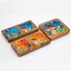 Big Square Trinket Tray 15x15x2.5cm - Mushroom Design Teal product image 2