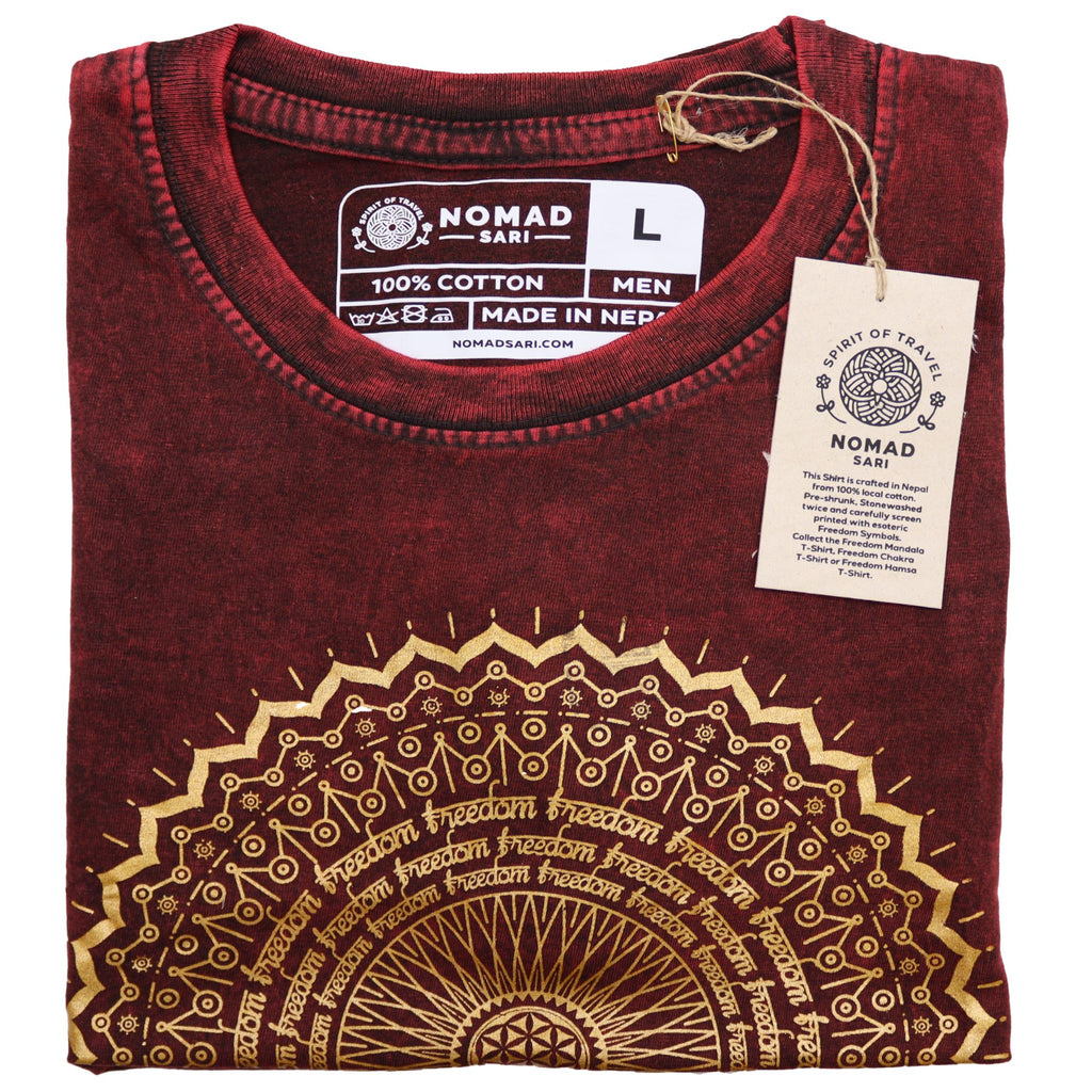 Nomad Sari Stonewashed Cotton T-Shirt – Mandala – Maroon – Large product image 5