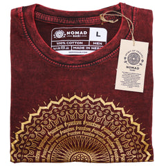 Nomad Sari Stonewashed Cotton T-Shirt – Mandala – Maroon – Large product image 5