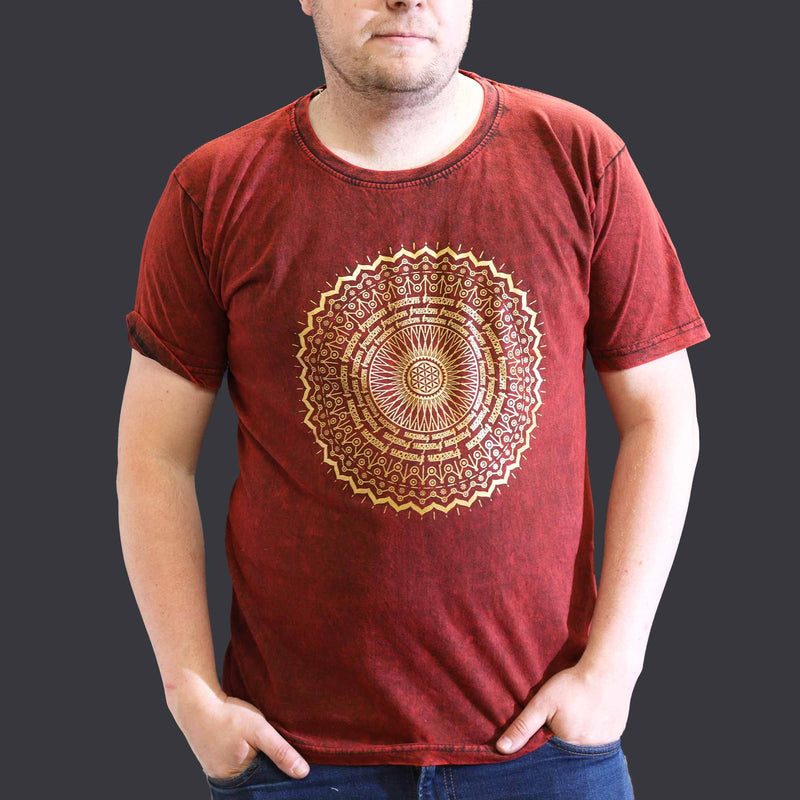 Nomad Sari Stonewashed Cotton T-Shirt – Mandala – Maroon – XL product image